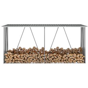 vidaXL Abri de stockage de bois Acier galvanisé 330x84x152 cm Gris Bois - Publicité