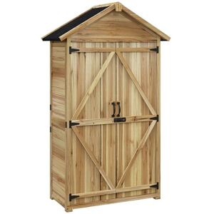 Non communiqué Armoire de jardin abri jardin sur pied toit bitumé 2 portes verrouillables bois sapin pré-huilé - Publicité