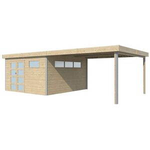 Gardenas - Chalet en bois profil aluminium contemporain avec extension 30.16 m² Sans option Bois - Publicité