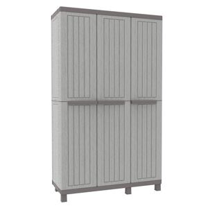 Non communiqué Armoire de jardin en résine 3 portes tablettes + compartiment range-balai 102A - Publicité