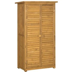 Non communiqué Armoire de jardin abri jardin remise pour outils sur pied 2 étagères portes persiennes toit bitumé étanche bois sapin pré-huilé - Publicité