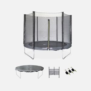 sweeek Trampoline 250 cm. gris. avec filet de protection. bache. filet pour chaussures. kit d?ancrage - Gris