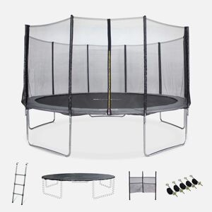 sweeek Trampoline 460cm gris avec filet de protection. echelle. bache. filet pour chaussures. kit d