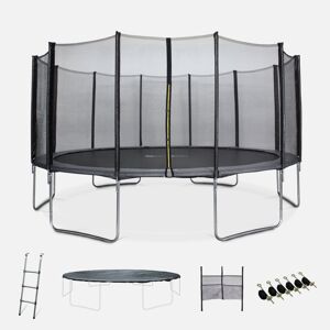 sweeek Trampoline 490cm gris avec filet de protection. echelle. bache. filet pour chaussures. kit d