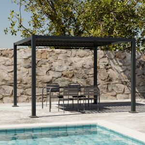 sweeek Pergola bioclimatique anthracite aluminium et acier 3x3m lames orientables Anthracite