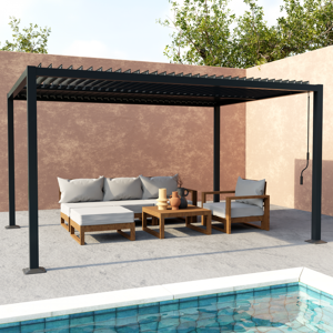 sweeek Pergola bioclimatique anthracite aluminium et acier 3x4m lames orientables Anthracite