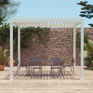 sweeek Pergola bioclimatique aluminium blanc Triomphe 3x3 m lames orientables Blanc