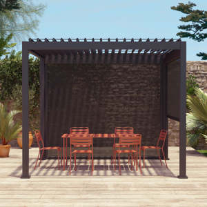 sweeek Pergola avec store bioclimatique aluminium et textilene Triomphe anthracite 3x3 m lames orientables Anthracite