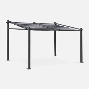 sweeek Pergola murale en aluminium Murum 3x4m Toile grise Tonnelle ideale pour votre terrasse toit retractable toile coulissante structure aluminium Gris