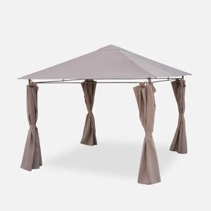 sweeek Tonnelle 3x3 m - Elusa - Toile taupe - Pergola avec rideaux. tente de jardin. barnum. chapiteau. reception - Taupe