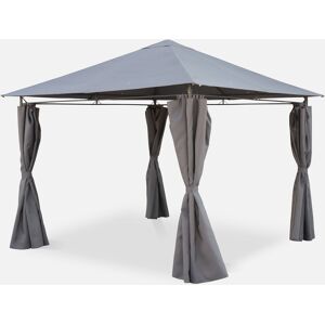 sweeek Tonnelle 3x3 m - Elusa - Toile grise - Pergola avec rideaux. tente de jardin. barnum. chapiteau. reception - Gris