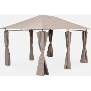 sweeek Tonnelle 3x4 m - Divio - Toile taupe - Pergola avec rideaux. tente de jardin. barnum. chapiteau. reception - Taupe