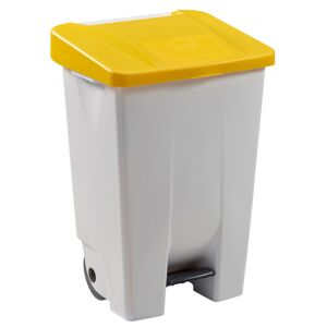 Axess Industries poubelle à pédale mobile   volume 60 l   couvercle jaune