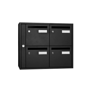 Prof. 380 mm - bloc 4 boîtes aux lettres acier - noir