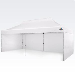BRIMO Tente de marché 3x6m Gratuit : 3pc parois pleines, 12 sardines de tente et housse de protection + Garantie de 5 ans! blanc
