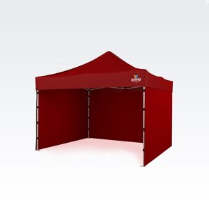 BRIMO Tonnelle de jardin 3x3m Gratuit : 3pc parois pleines, 8 sardines de tente et housse de protection + Garantie de 5 ans! rouge