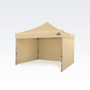 BRIMO Tente de marché 3x3m Gratuit : 3pc parois pleines, 8 sardines de tente et housse de protection + Garantie de 5 ans! beige