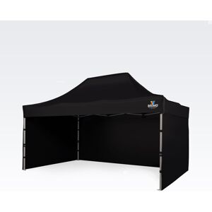 BRIMO Tonnelle pliant 3x4,5m Gratuit : 3pc parois pleines, 8 sardines de tente et housse de protection + Garantie de 5 ans! noir