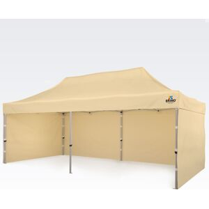 BRIMO Tente de jardin pliante 3x6m Gratuit : 3pc parois pleines, 12 sardines de tente et housse de protection + Garantie de 5 ans! beige