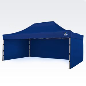 BRIMO Tente publicitaire 4x6m Gratuit : 3pc parois pleines, 8 sardines de tente et housse de protection + Garantie de 5 ans! bleu