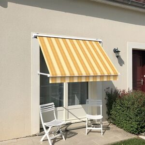 CÔTÉ STORE Store de fenêtre à projection avec coffre - 140 x 70 cm - Jaune rayé