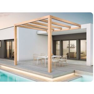 Pergola jardin adossé en bois : BURGOS : 300 x 300 cm