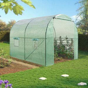 Serre de Jardin en polycarbonate de 9 m² avec embase - Vert - COROLLE II