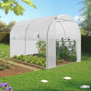 IDMarket Serre de jardin tunnel blanche 6m2 - Publicité