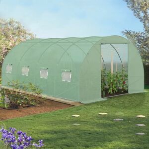 IDMarket Serre tunnel de jardin verte 18m² 5 arceaux 6x3m