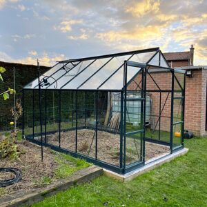 Green Protect Serre de jardin 8,98m² en aluminium anthracite et verre trempé 4mm - Green Protect