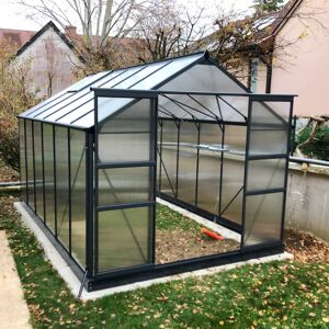 Green Protect Serre de jardin 9,13m² anthracite en polycarbonate + embase Green Protect