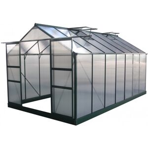 Green Protect Serre de jardin 13,2m² verte polycarbonate 4mm + embase Green Protect