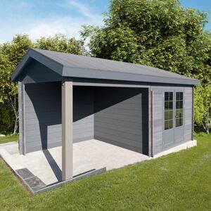 Abri de jardin en bois composite gris fonce 9m² + 9m² terrasse - Woodlife Garden