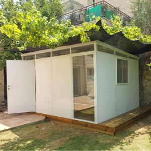 Abri de jardin modulaire isole 4x3m blanc - plancher inclus - Everbox