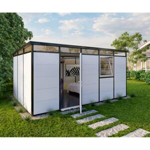 Abri de jardin modulaire isole 5x3m profils noirs - plancher inclus - Everbox
