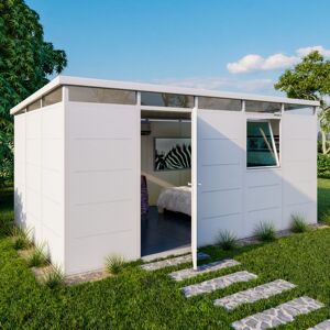 Abri de jardin modulaire isole 5x3m blanc - plancher inclus - Everbox