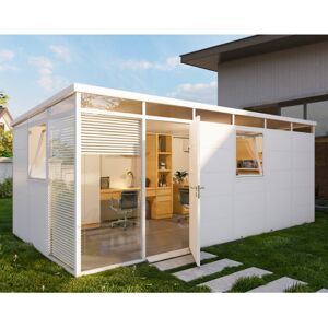 Abri de jardin modulaire isole 6x3m blanc - plancher inclus - Everbox