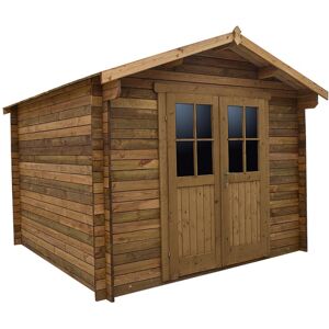 Abri en bois massif 9m² PLUS 28mm traite teinte marron Gardy Shelter