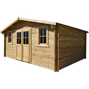 Abri en bois massif 16m² PLUS 28mm traite teinte marron Gardy Shelter