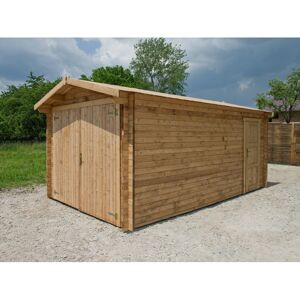 Garage 15m² en bois massif 40mm traite teinte marron Gardy Shelter