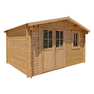 Gardy Shelter Abri en bois massif 12m² PLUS 28mm traité teinté marron Gardy Shelter