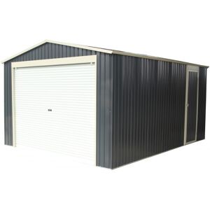 X-Metal Garage métal anthracite 19,52m² porte enroulable + kit d'ancrage X-METAL