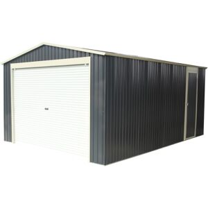 X-Metal Garage métal anthracite 17,31m² porte enroulable + kit d'ancrage X-METAL