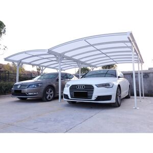 Carport double en aluminium laque blanc et polycarbonate 6mm X-METAL