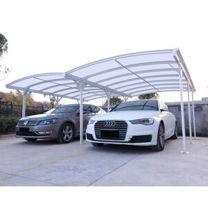 X-Metal Carport double en aluminium laqué blanc et polycarbonate 6mm X-METAL