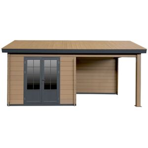 Abri de jardin en bois composite bois vieilli 9m² + 9m² terrasse - Woodlife Garden