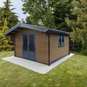 Woodlife Garden Abri de jardin en bois composite 28mm aspect bois vieilli 9m² double porte alu et double vitrage - Woodlife Garden