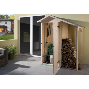 Weka Armoire de jardin + abri bûches en bois d’épicéa brut 105 x 162 cm - Publicité