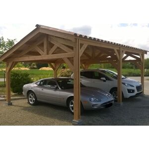 C.P.B.F Carport double en bois douglas sans couverture - Publicité