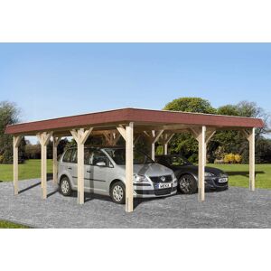 Weka Carport double en bois d’épicéa brut et acier galvanisé 39,75 m² - Publicité